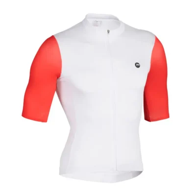 Jersey de ciclismo Pavé Unisex Sleeves Blanco y Rojo