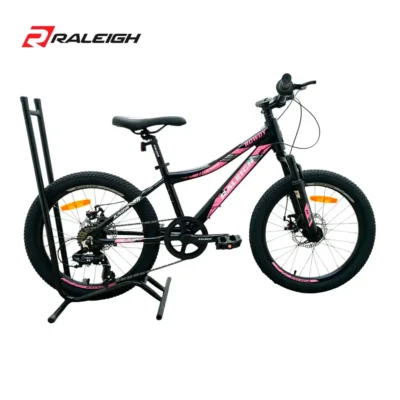 Bicicleta MTB Raleigh Rowdy Rodado 20 negra con rosa 01